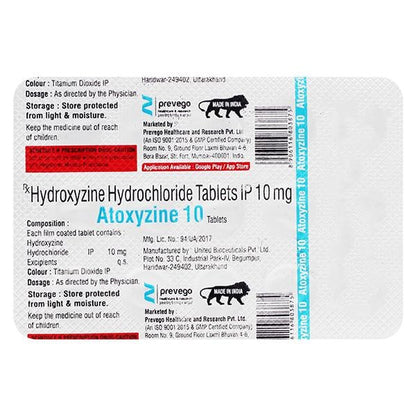 ATOXYZINE 10 Tablet 15's - Global Surgicals