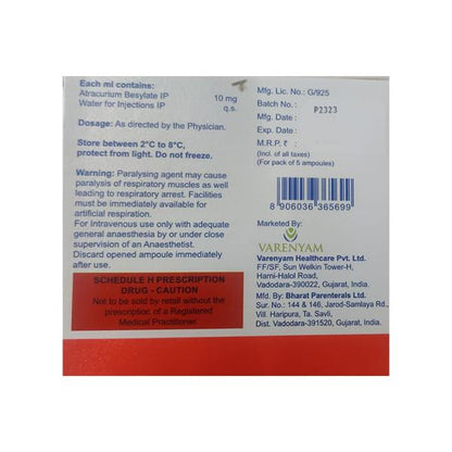 ATRABLOC 25 Injection 5x2.5ml - Global Surgicals