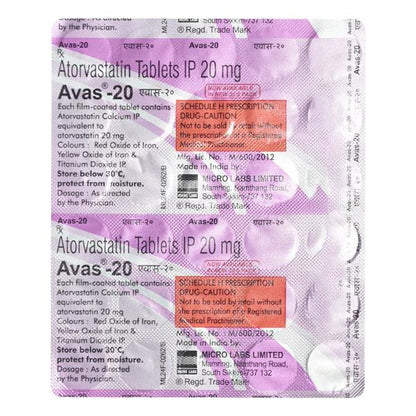 AVAS 20mg Tablet 30's - Global Surgicals