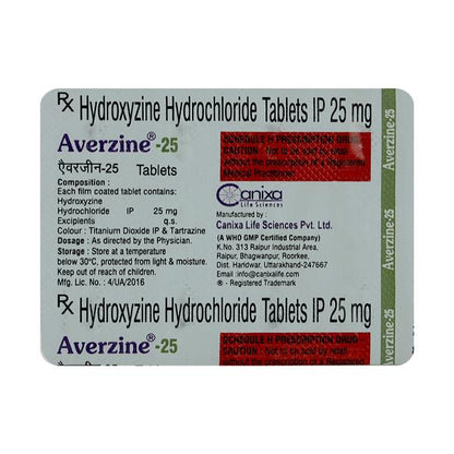 AVERZINE 25mg Tablet 15's - Global Surgicals