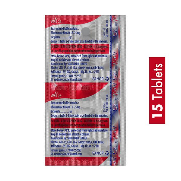 Avil 25mg Tablet 15'S - Global Surgicals