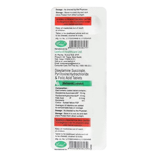 Avinorm Tablet 10'S - Global Surgicals