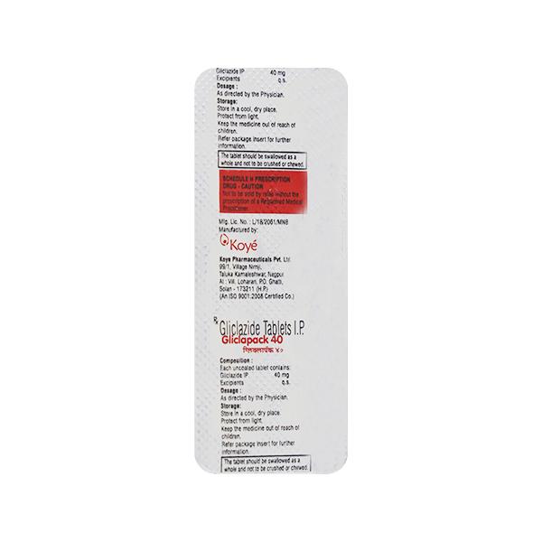 Gliclapack 40mg Tablet 10'S