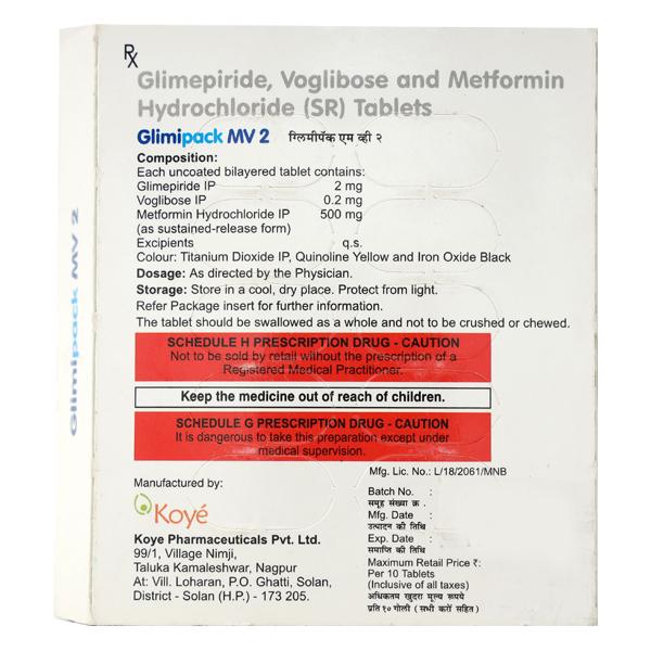 Glimipack MV 2mg Tablet 10'S