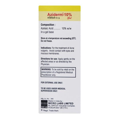 Aziderm 10% Gel 15gm - Global Surgicals