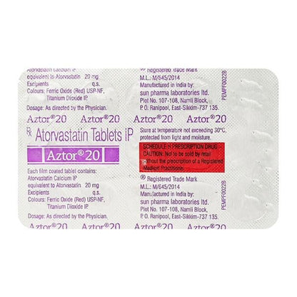 Aztor 20mg Tablet 15'S - Global Surgicals