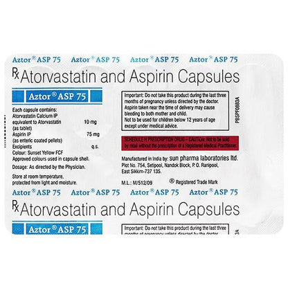 Aztor Asp 75mg Capsule 10'S - Global Surgicals