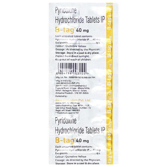 B TAG 40mg Tablet 10's - Global Surgicals