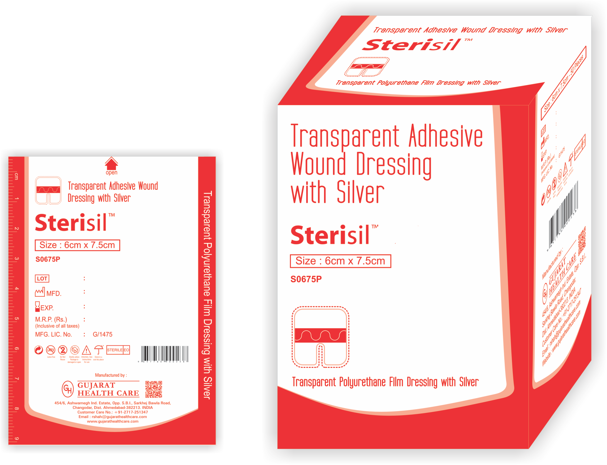 TecHeal Sterisil Transparent Adhesive Wound Dressing With Silver Pad
