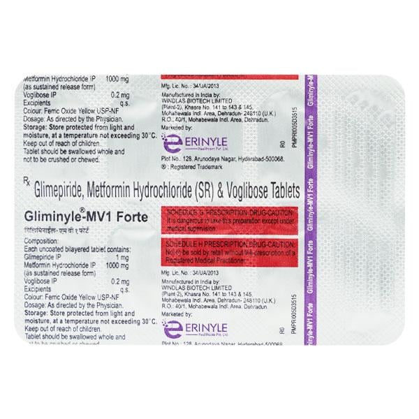GLIMINYLE MV FORTE 1mg Tablet 10's