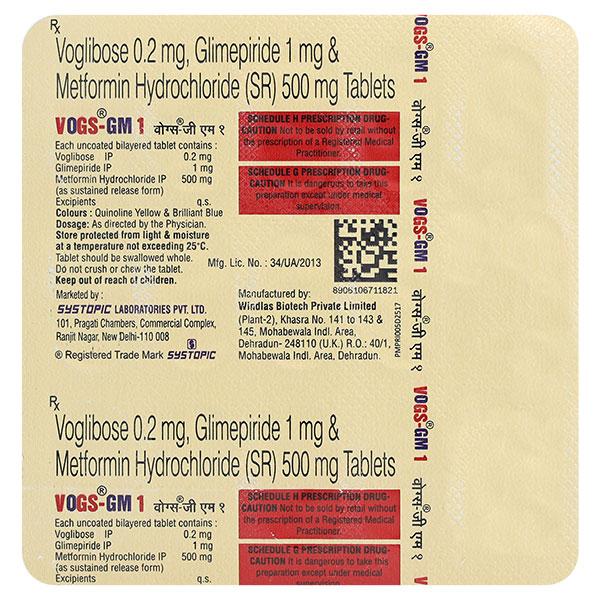 Vogs Gm 1Mg Tablet 15's