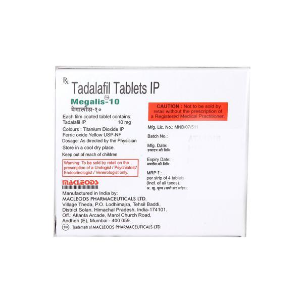 Megalis 10mg Tablet 4'S