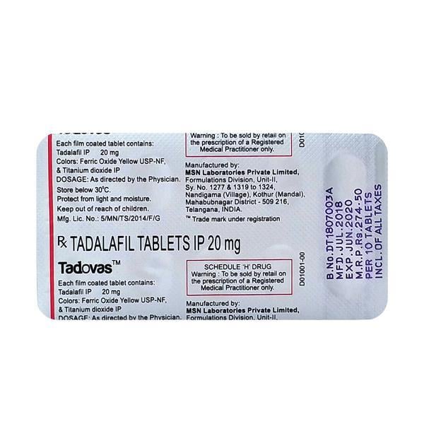 Tadovas 20mg Tablet 10'S
