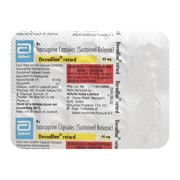 Duvadilan Retard 40mg Capsule 10'S