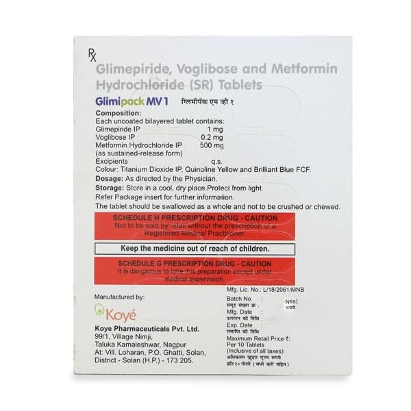 Glimipack MV 1/0.2/500mg Tablet 10'S