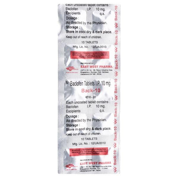 Back 10mg Tablet 10'S - Global Surgicals