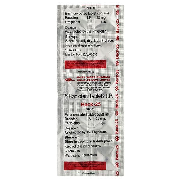 Back 25mg Tablet 10'S - Global Surgicals