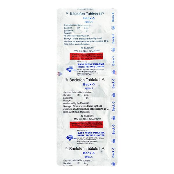 Back 5mg Tablet 10'S - Global Surgicals