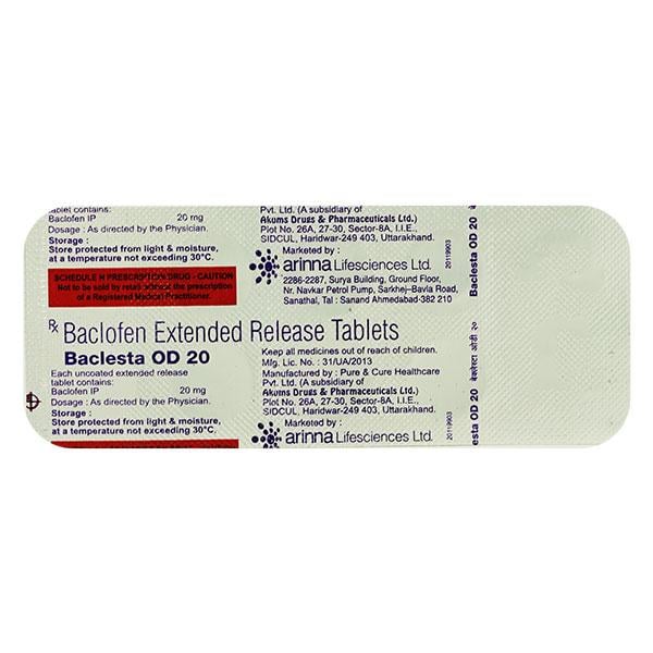 BACLESTA OD 20 Tablet 10's - Global Surgicals