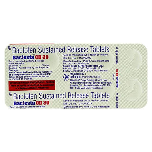 BACLESTA OD 30 Tablet 10's - Global Surgicals