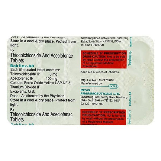 Bakflex A 8mg Tablet 10'S - Global Surgicals