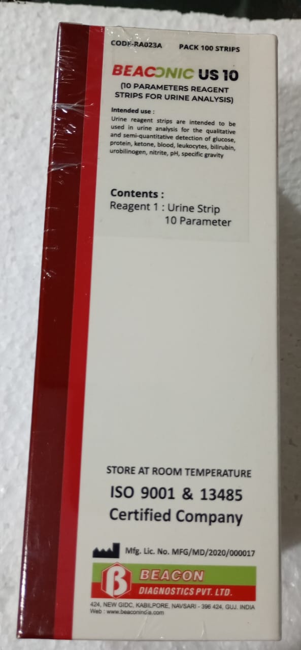 Beacon Beaconic Us 10 Urine Strip 10 Parameter - Global Surgicals