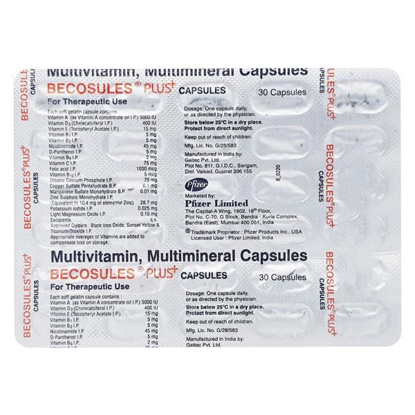 Becosules Plus Capsule 30'S - Global Surgicals