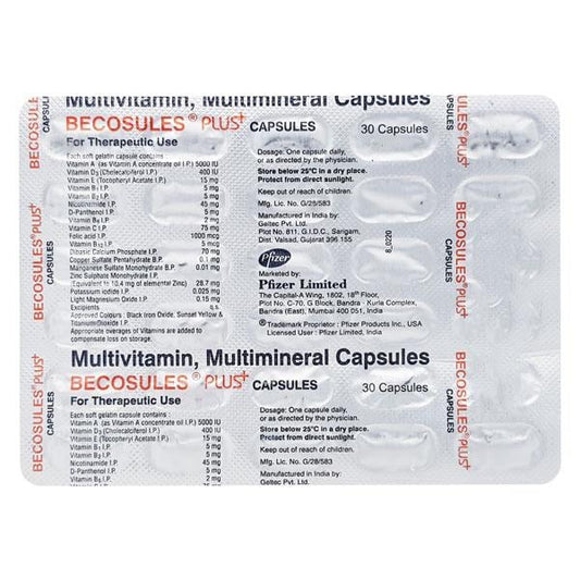 Becosules Plus Capsule 30'S - Global Surgicals