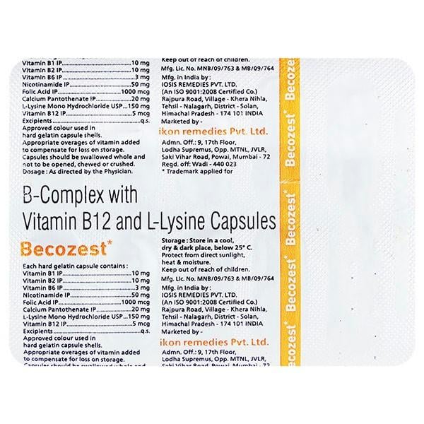BECOZEST Capsule 10's - Global Surgicals