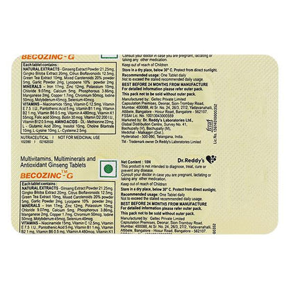 BECOZINC G Tablet 10's - Global Surgicals