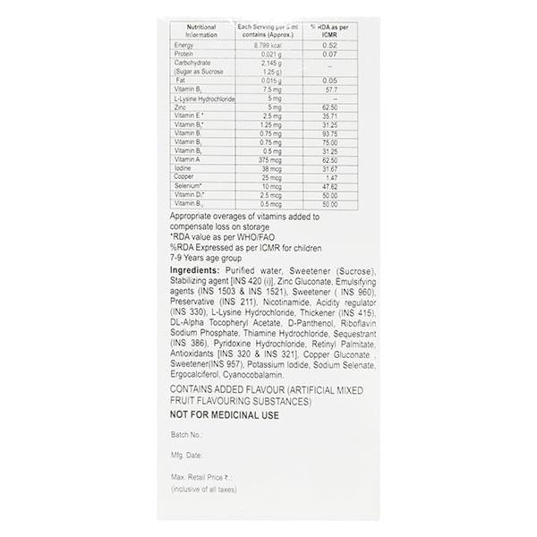 Becozinc H Delicious Mixed Fruit Flavor Syrup 200ml - Global Surgicals