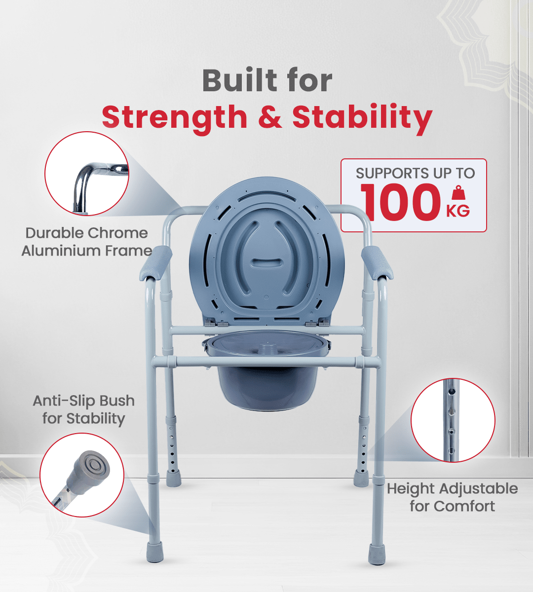 Bedside Commode Chair Foldable - Global Surgicals
