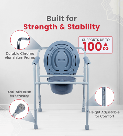 Bedside Commode Chair Foldable - Global Surgicals