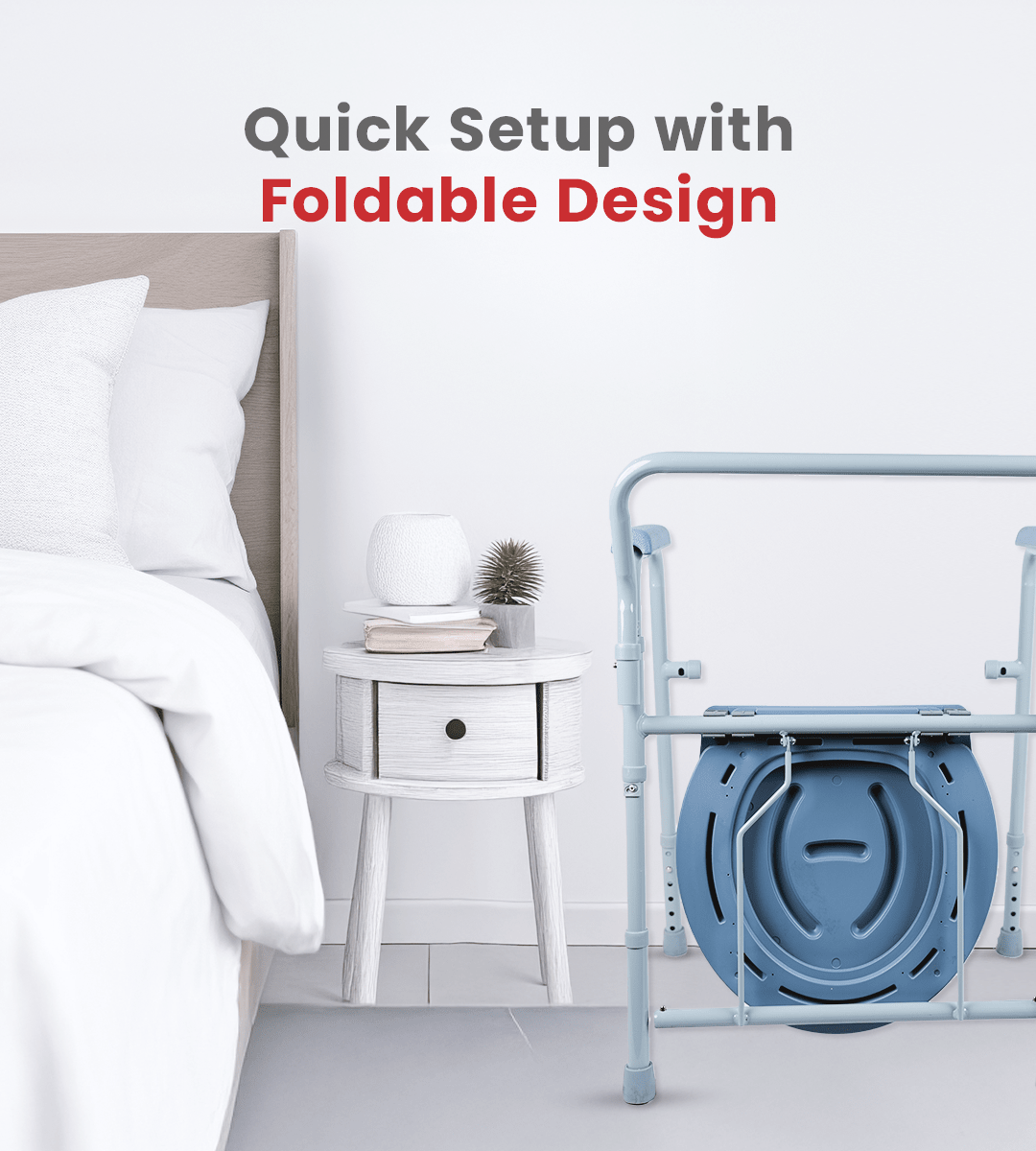 Bedside Commode Chair Foldable - Global Surgicals