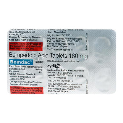 BEMDAC 180 Tablet 10's - Global Surgicals