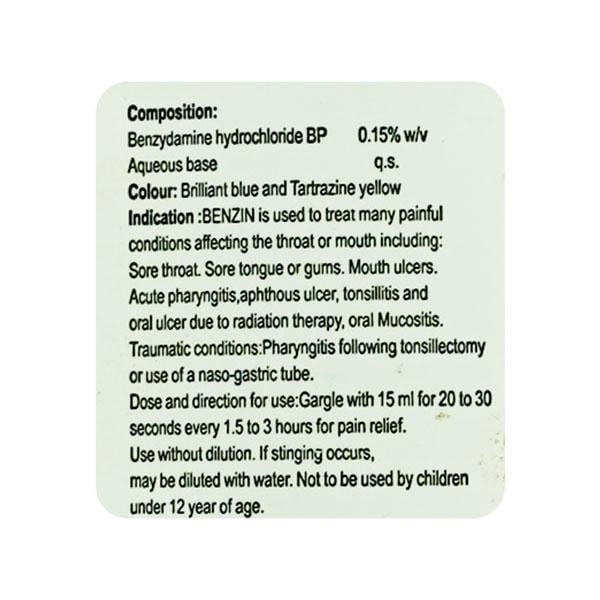 BENZIN Gargle 100ml - Global Surgicals
