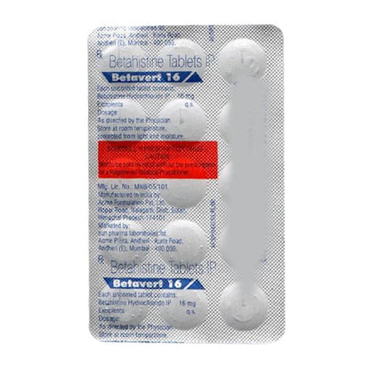 BETAVERT 16 Tablet 15's - Global Surgicals