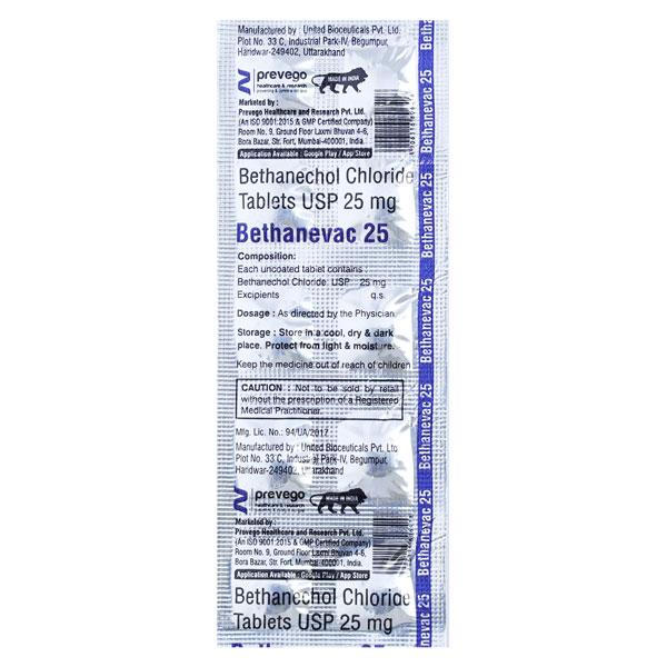 BETHANEVAC 25 Tablet 10's - Global Surgicals