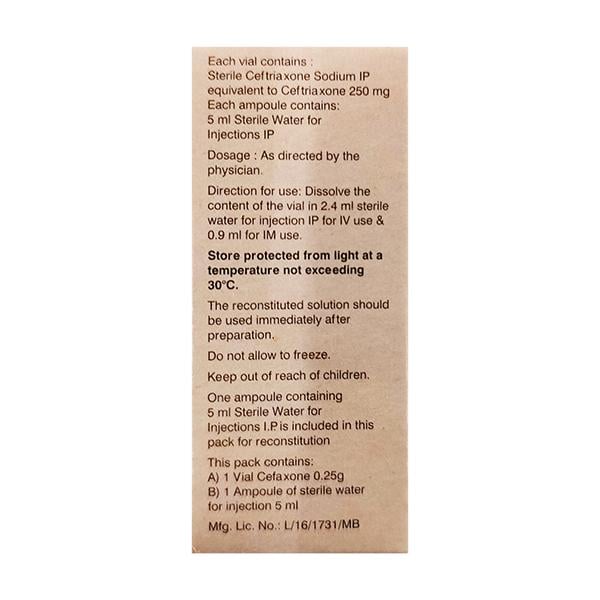 CEFAXONE 0.25g Combipack Injection 1's