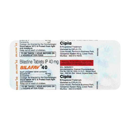 BILAFAV 40mg Tablet 10's - Global Surgicals