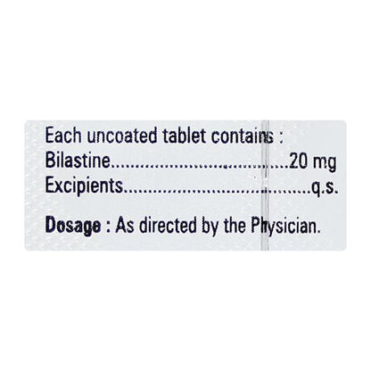 BILARGY 20 Tablet 10's - Global Surgicals