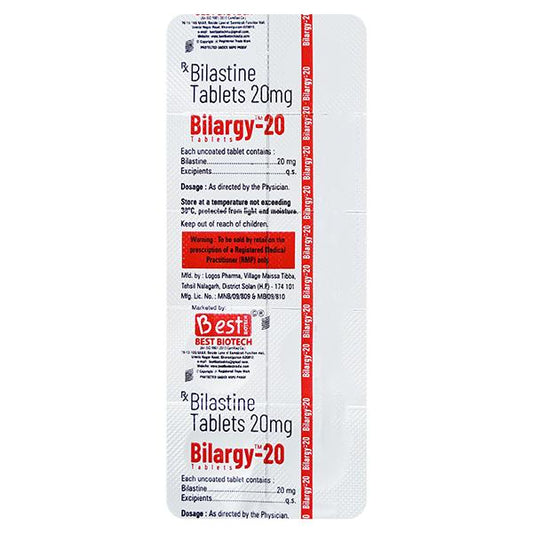 BILARGY 20 Tablet 10's - Global Surgicals