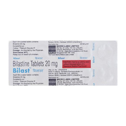 BILAST 20mg Tablet 10's - Global Surgicals
