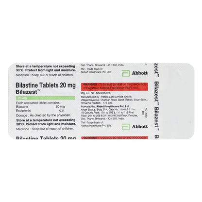 BILAZEST 20mg Tablet 10's - Global Surgicals