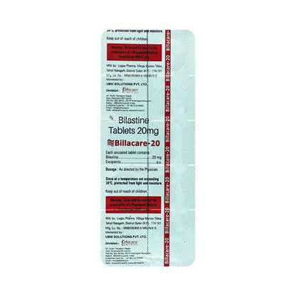 BILLACARE 20 Tablet 10's - Global Surgicals