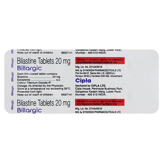 BILLARGIC 20mg Tablet 10's - Global Surgicals