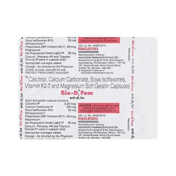 BIO D3 FEM Soft Gelatin Capsule 15's - Global Surgicals