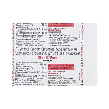 BIO D3 FEM Soft Gelatin Capsule 15's - Global Surgicals