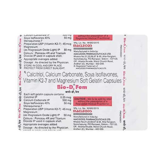 BIO D3 FEM Soft Gelatin Capsule 15's - Global Surgicals