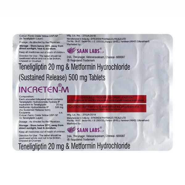 INCRETEN M 500mg Tablet 15's